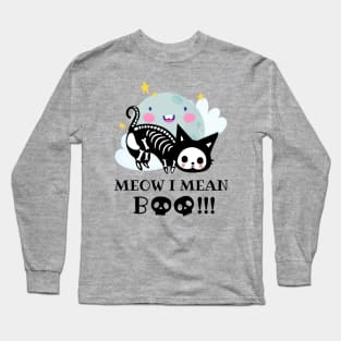 Meow i mean boo, cat halloween, cat lover Long Sleeve T-Shirt